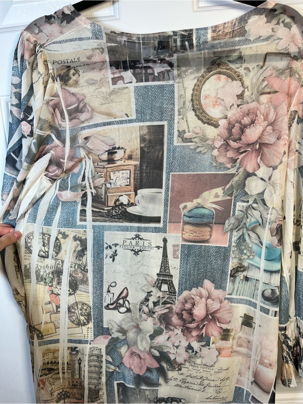 Origami Sheer French Cafe Top - Size Medium | OLS Vintage Style - Picture 12 of 16